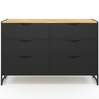 Voir la diapositive 3 : ID MARKET Commode 6 tiroirs noirs BOSTON 115 cm design industriel