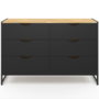 Voir la diapositive 3 : ID MARKET Commode 6 tiroirs noirs BOSTON 115 cm design industriel