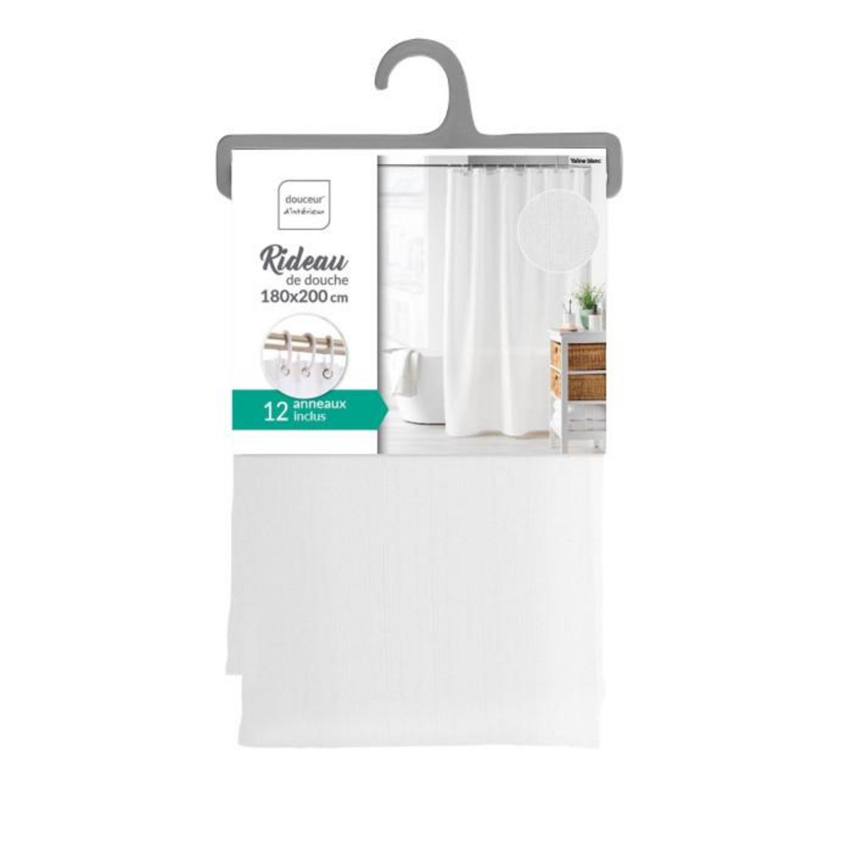 Paris Prix Rideau de Douche Uni  Yaline  180x200cm Blanc