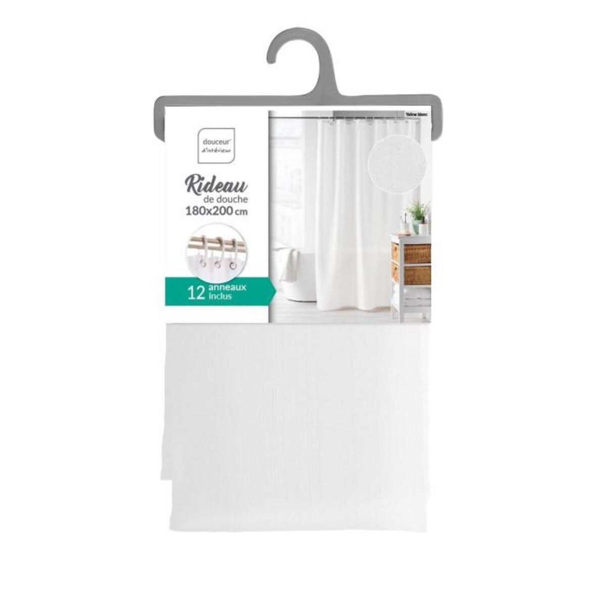 Paris Prix Rideau de Douche Uni  Yaline  180x200cm Blanc
