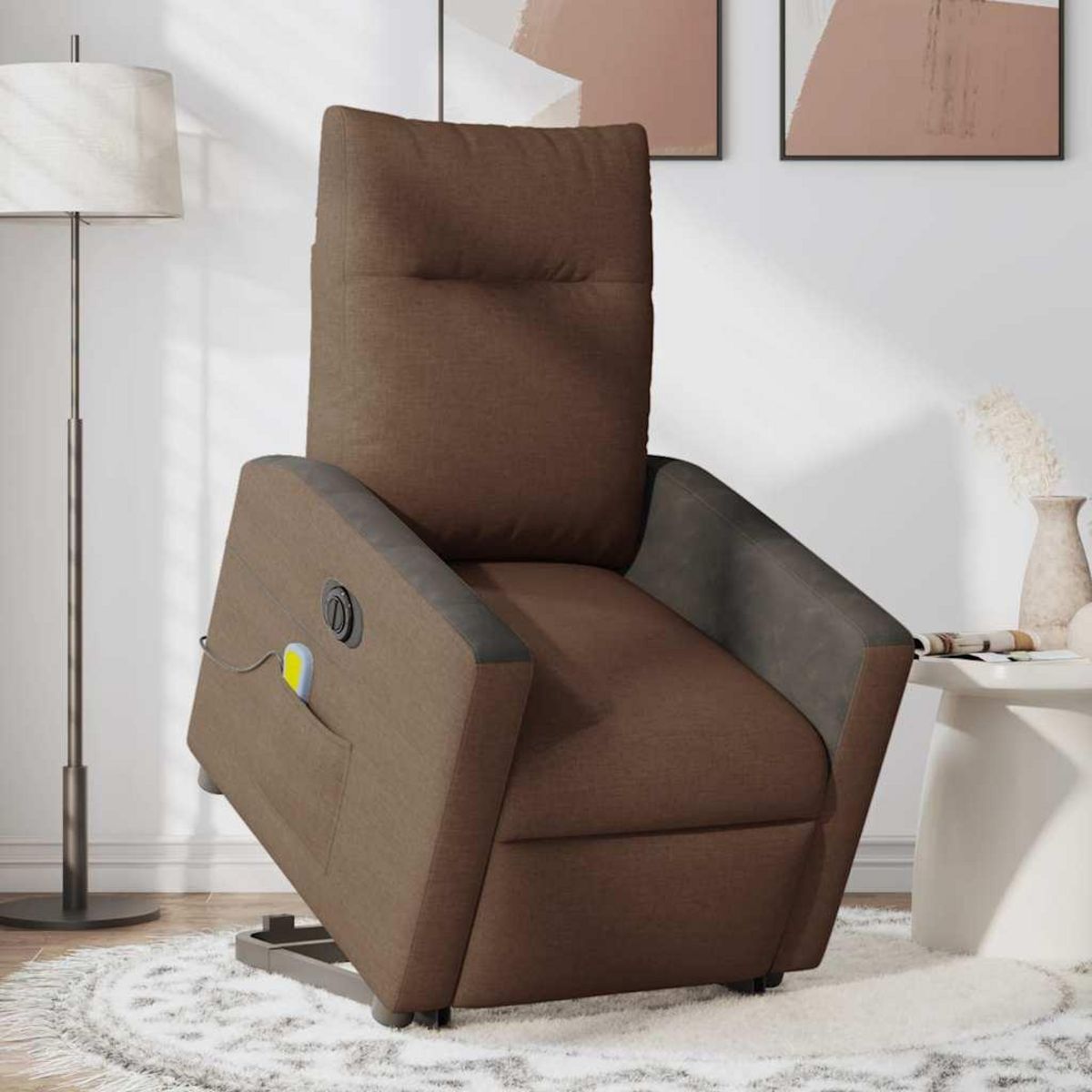 VIDAXL Fauteuil inclinable de massage electrique Marron Tissu