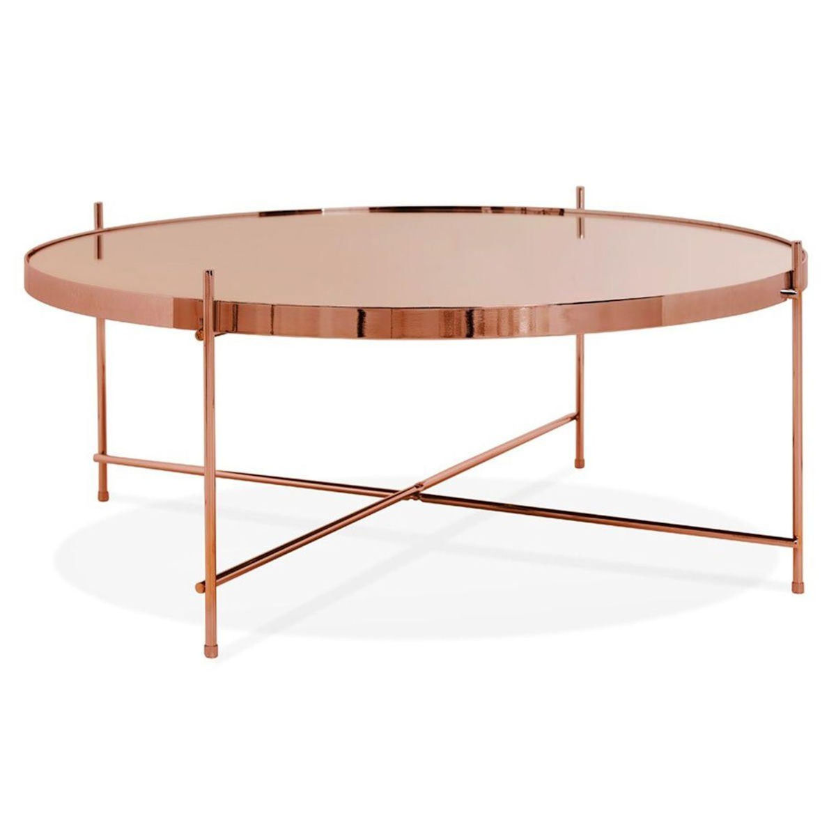 Paris Prix Table Basse Design en Verre  Rona  83cm Cuivre