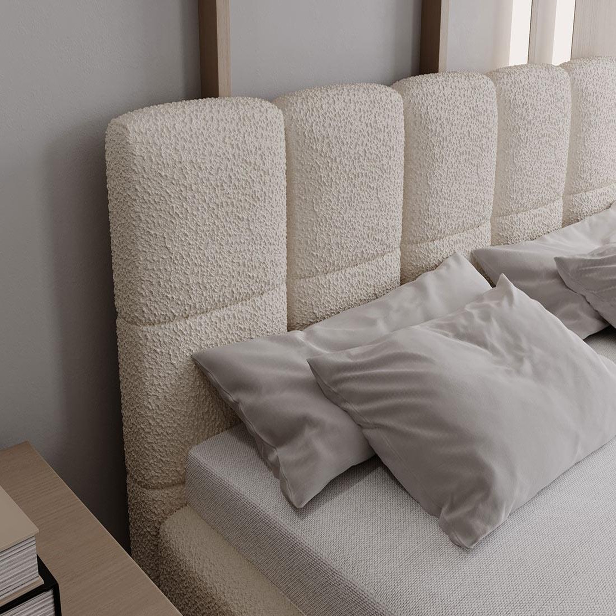 Voir la diapositive 6 : BEST MOBILIER Paulito - lit coffre - 140x200 cm - sommier inclus - en tissu bouclette