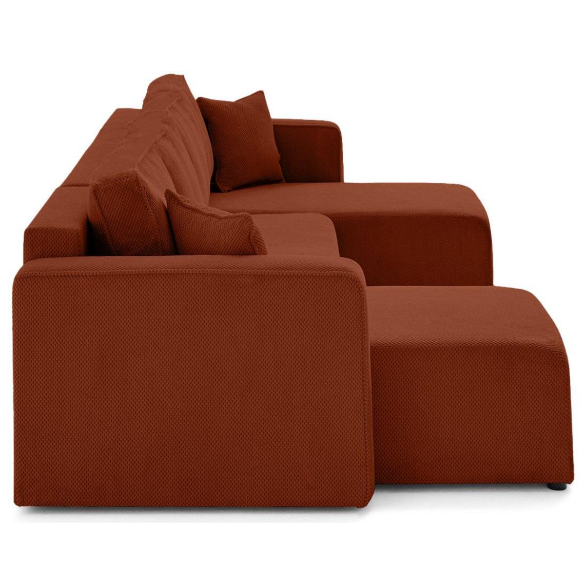 BEST MOBILIER Topaze - canapé panoramique en u 7 places convertible avec coffre en velours texturé