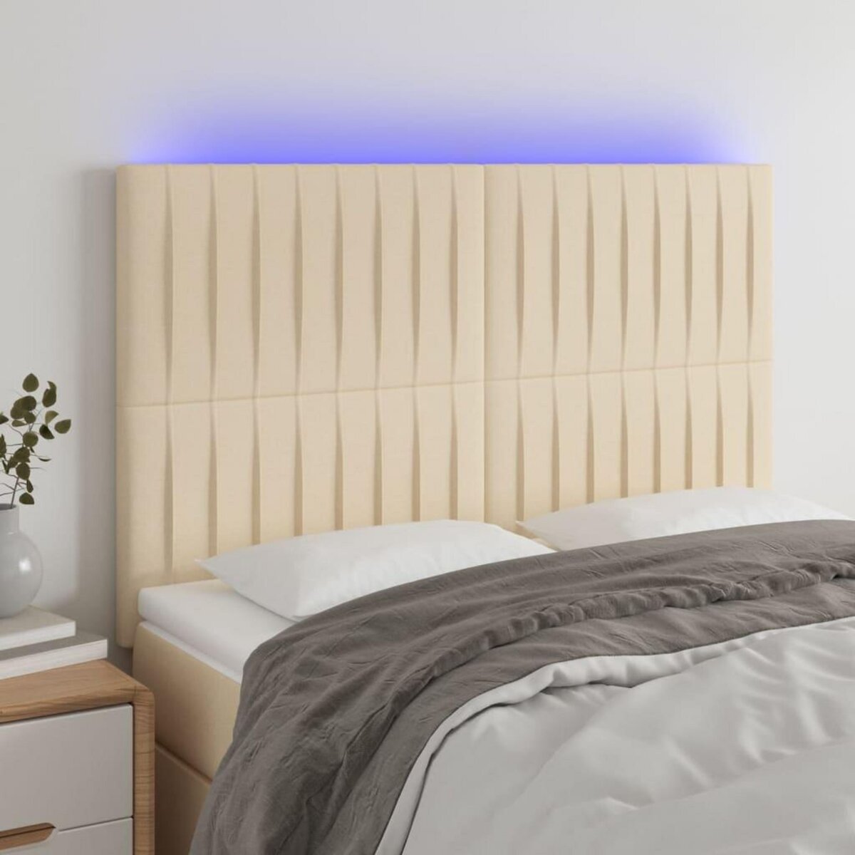 VIDAXL Tete de lit a LED Creme 144x5x118/128 cm Tissu