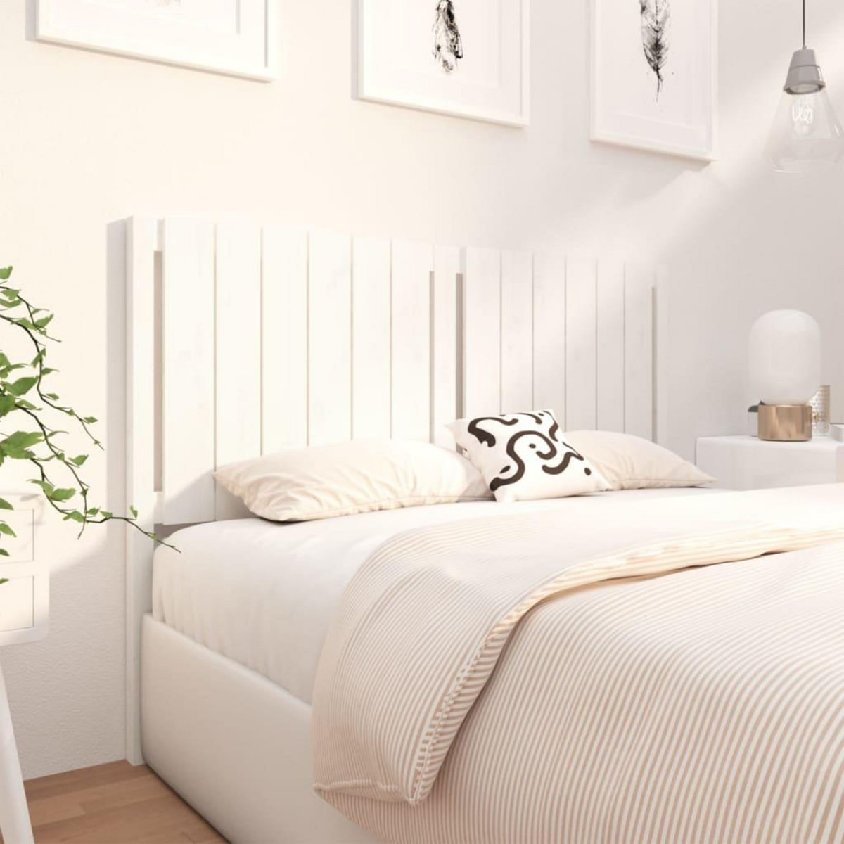 VIDAXL Tete de lit blanc 145,5x4x100 cm bois massif de pin