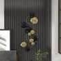 Voir la diapositive 4 : HOMCOM Décoration murale métal - décoration murale design feuilles de lotus - dim. 84 x 35 cm - doré noir