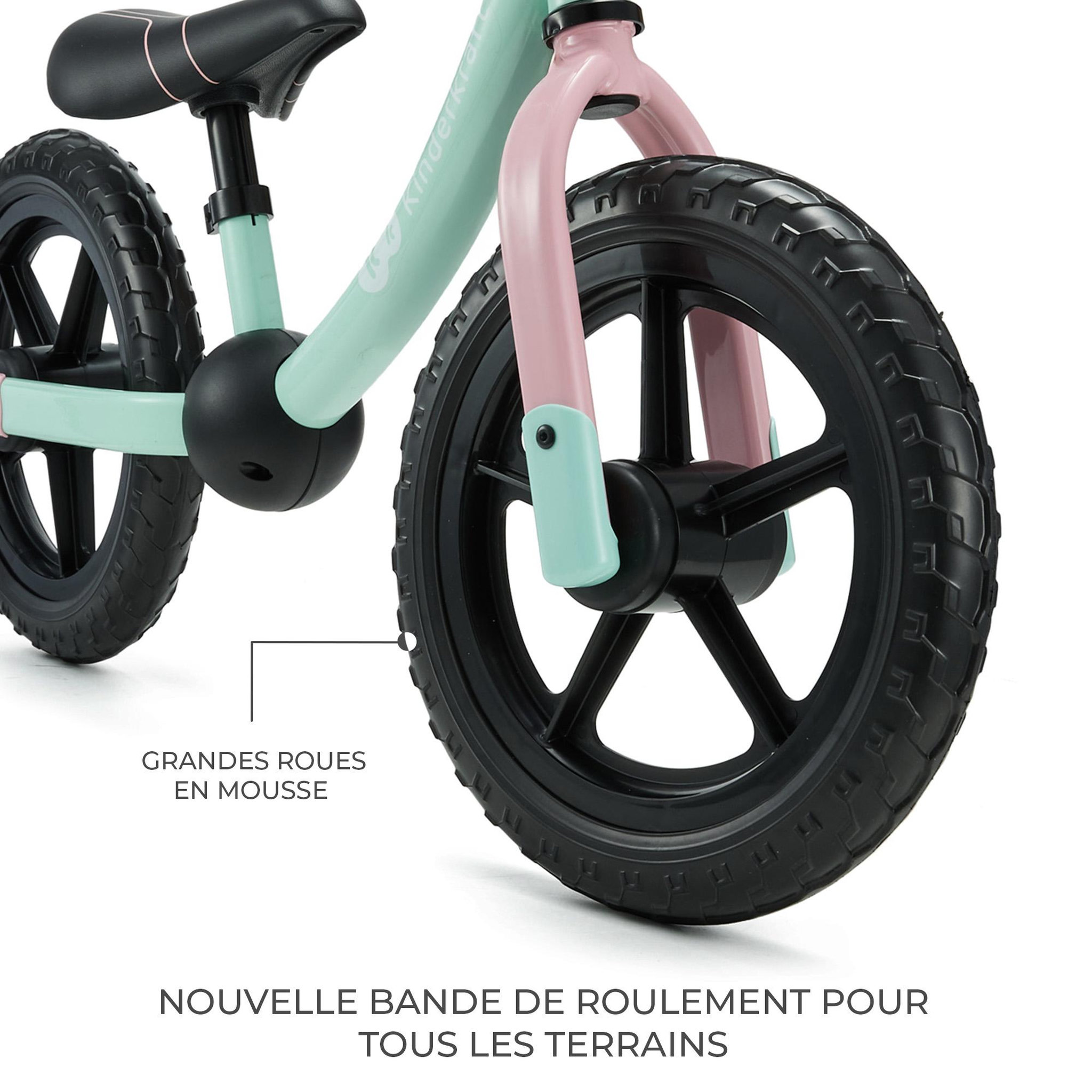 Voir la diapositive 4 : KINDERKRAFT Draisienne enfant grandes roues tout terrain réglable