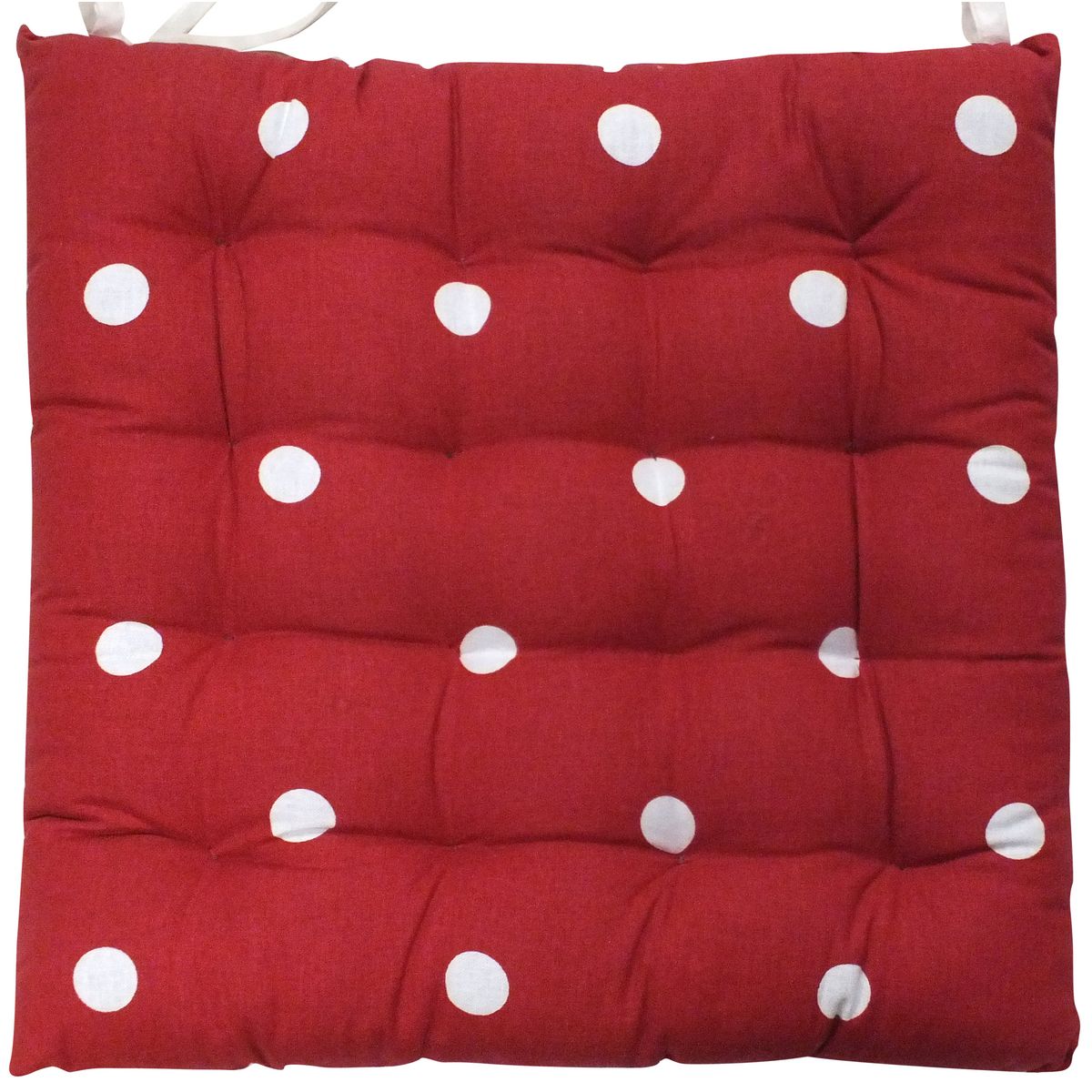 Galette de chaise matelassée en coton motifs pois 