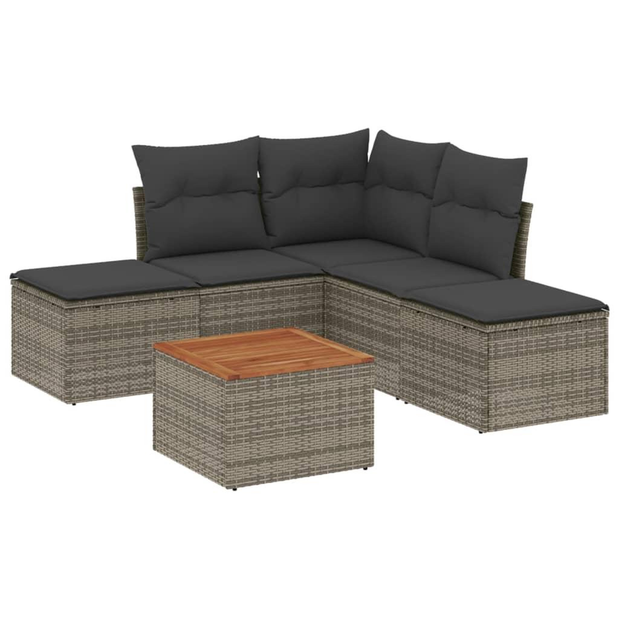 Voir la diapositive 2 : VIDAXL Salon de jardin 6 pcs avec coussins gris resine tressee