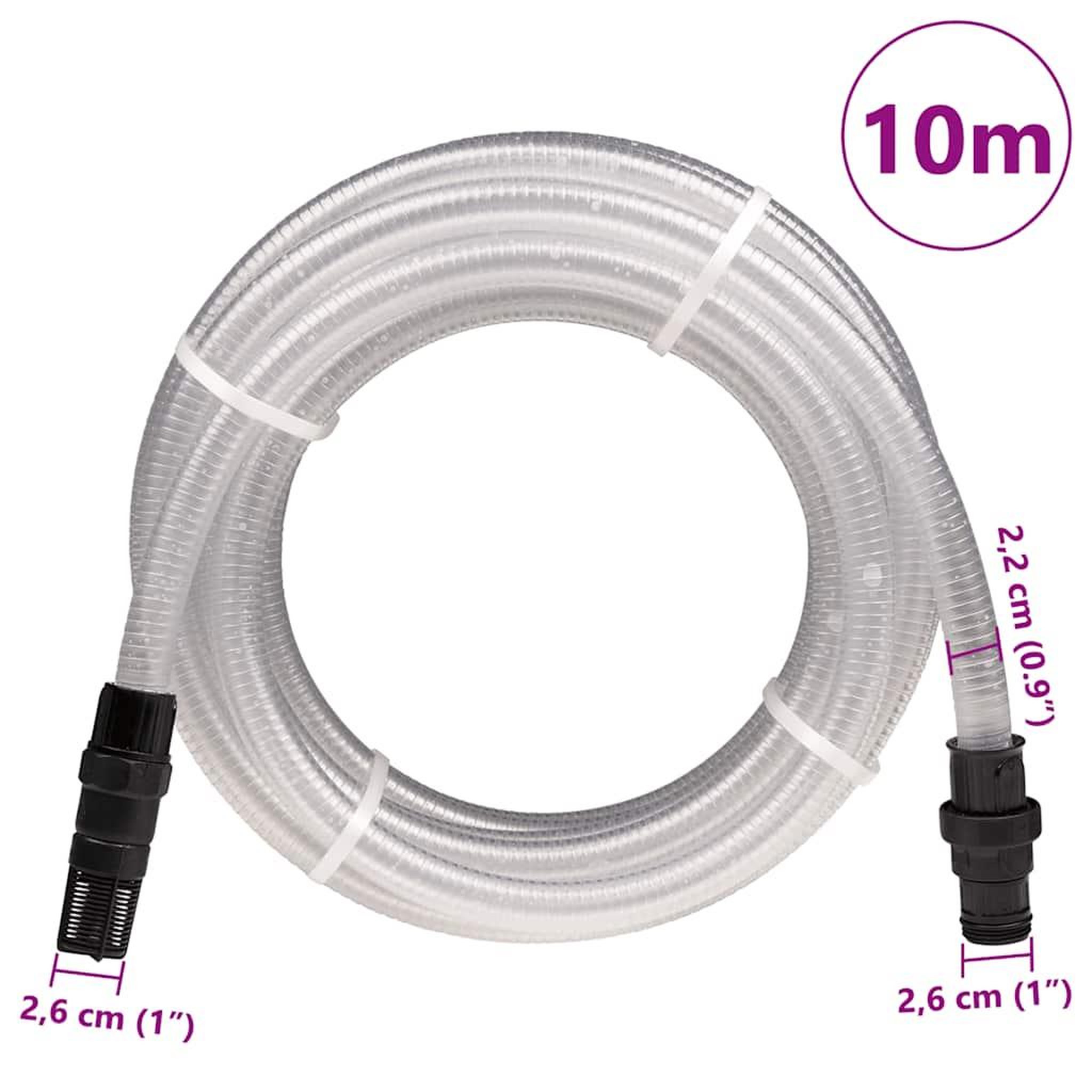 Voir la diapositive 6 : VIDAXL Tuyau d'aspiration avec raccords en PVC transparent 1  10 m PVC