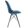 IDIMEX Lot de 2 chaises de salle à manger EVEREST siège coque en plastique rembourrée revêtement en velours bleu et pieds croisé métal noir