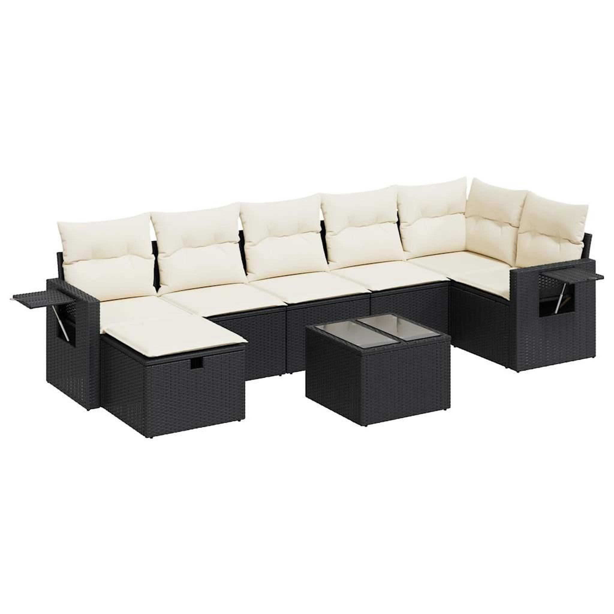 Voir la diapositive 2 : VIDAXL Salon de jardin 8 pcs avec coussins noir resine tressee