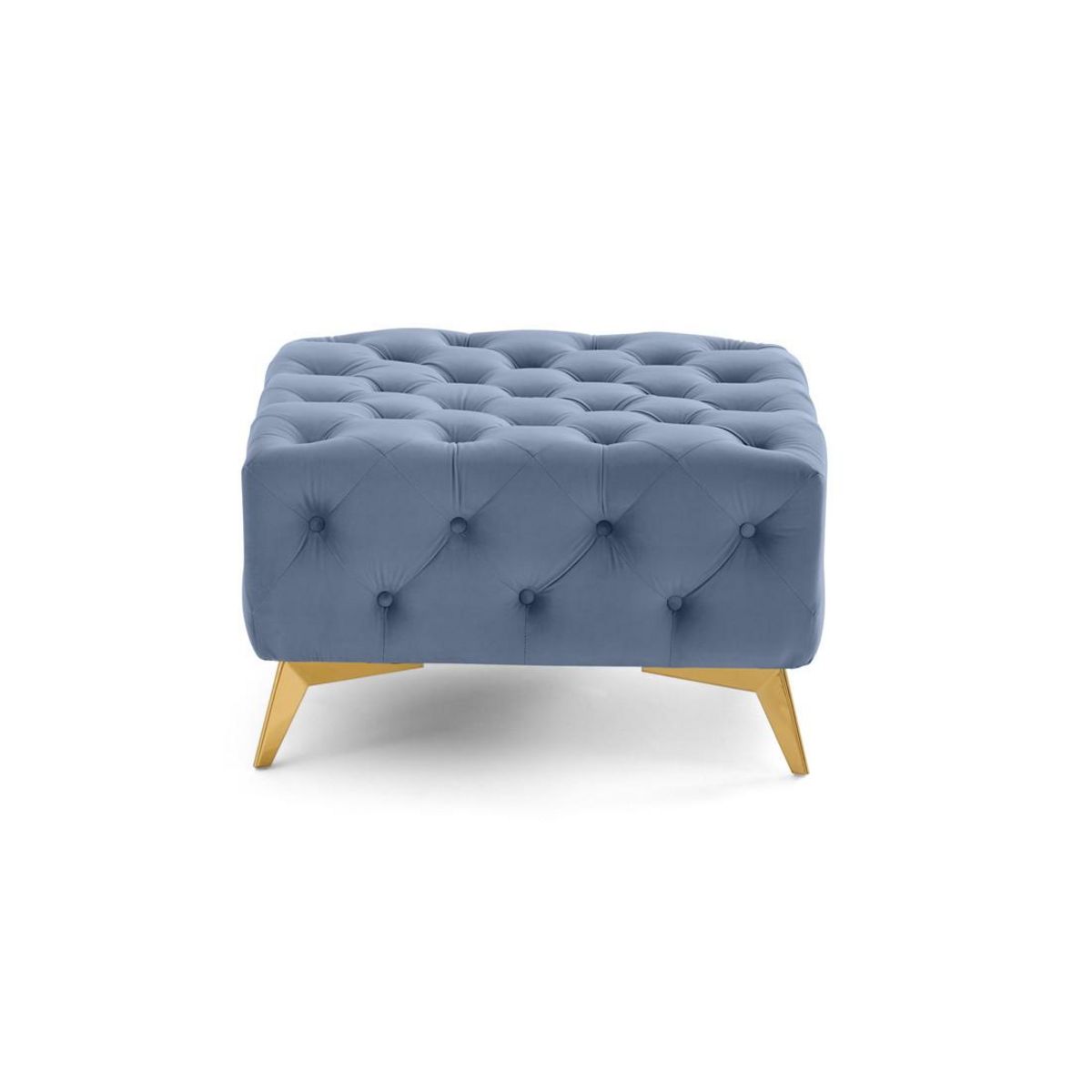 LISA DESIGN Camden - pouf chesterfield en velours - pieds en métal doré