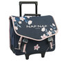 Voir la diapositive 2 : Naf Naf Cartable à roulettes bleu motif fleurs roses