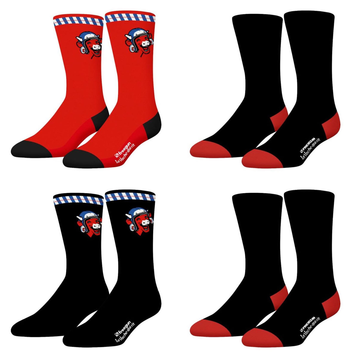 FREEGUN Lot de 4 paires de chaussettes homme La Vache Qui Rit