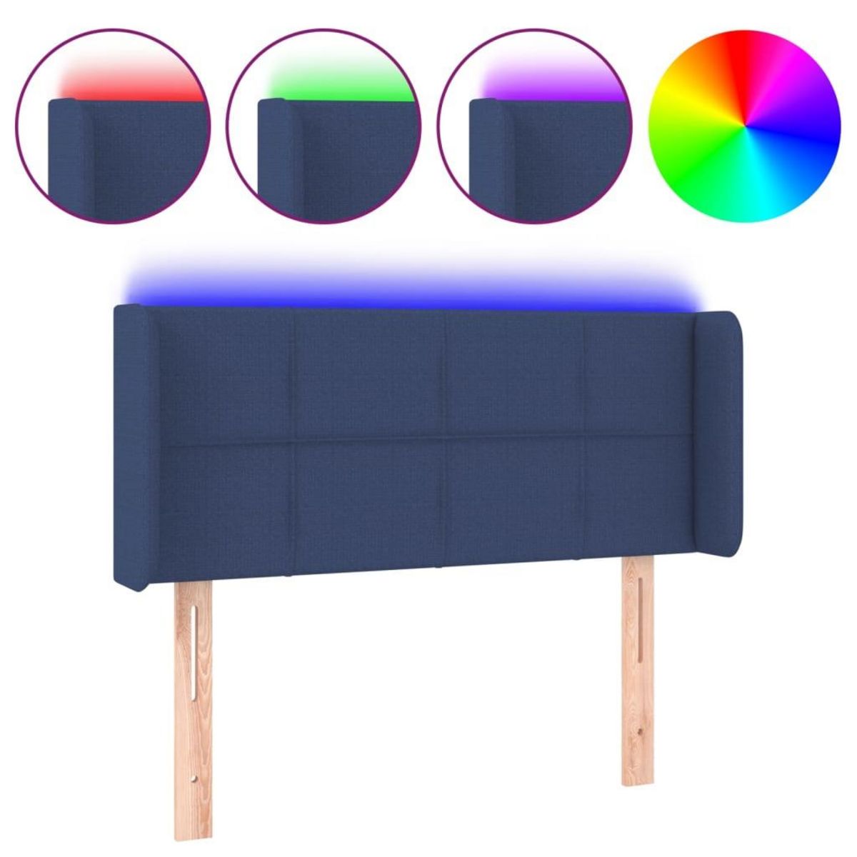 VIDAXL Tete de lit a LED Bleu 93x16x78/88 cm Tissu