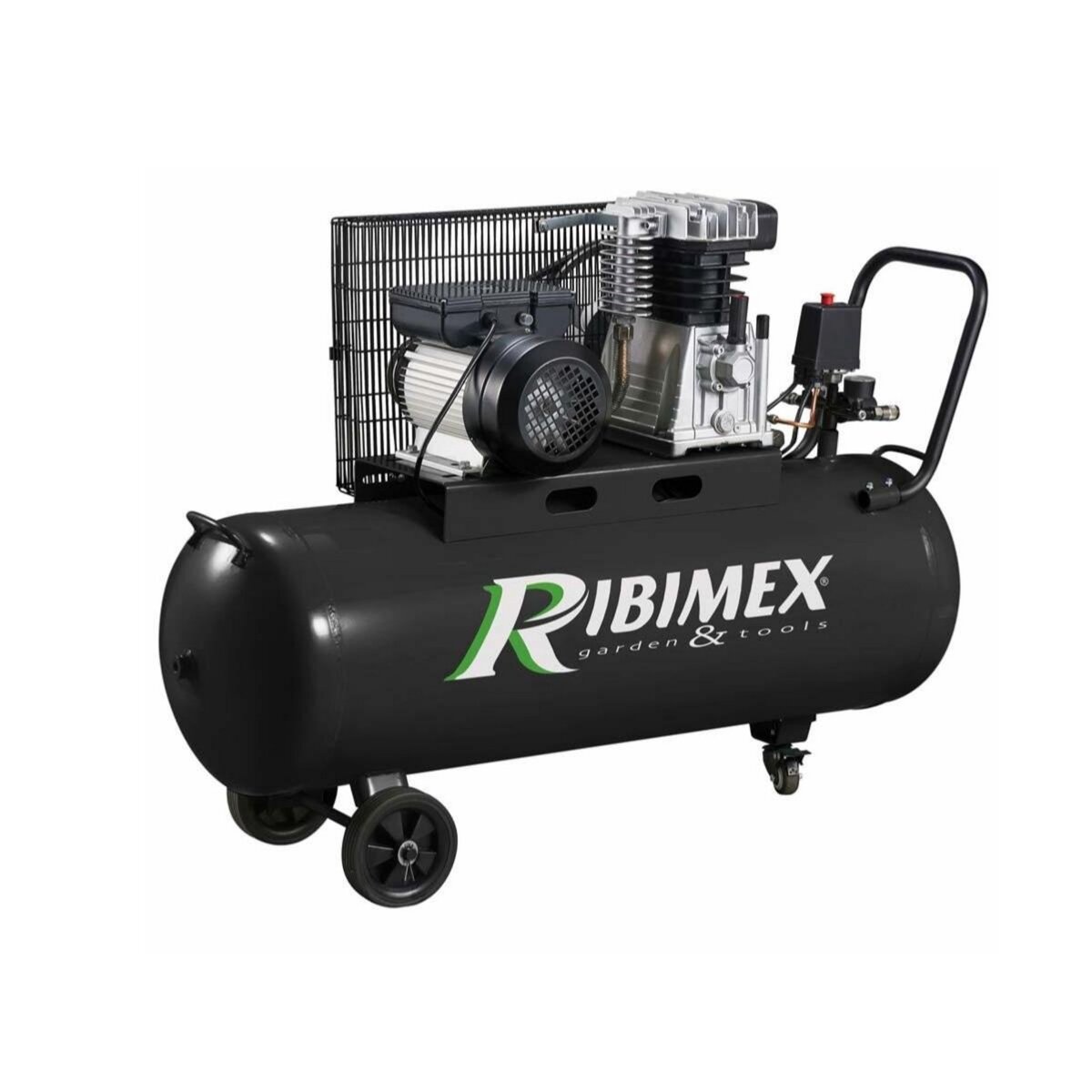 Ribimex Compresseur d'air 3cv cuve 100 litres courroie bi-cylindres - PRCOMP3/100CR
