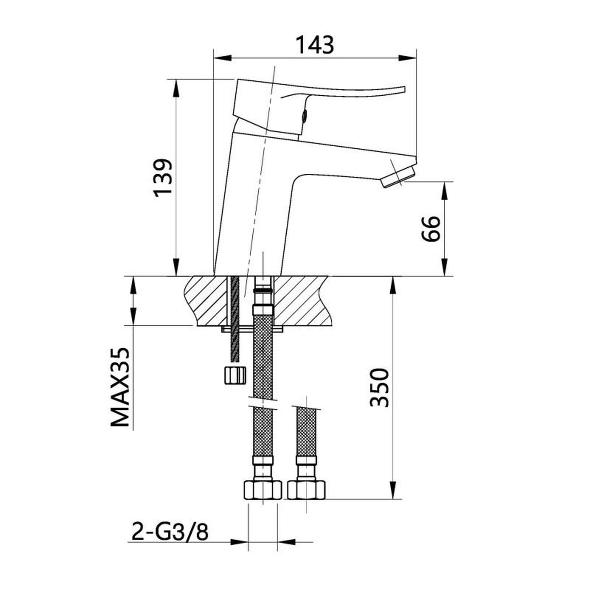 Voir la diapositive 2 : GARIS Mitigeur de lavabo NOVA+ NF C2 monocommande GARIS
