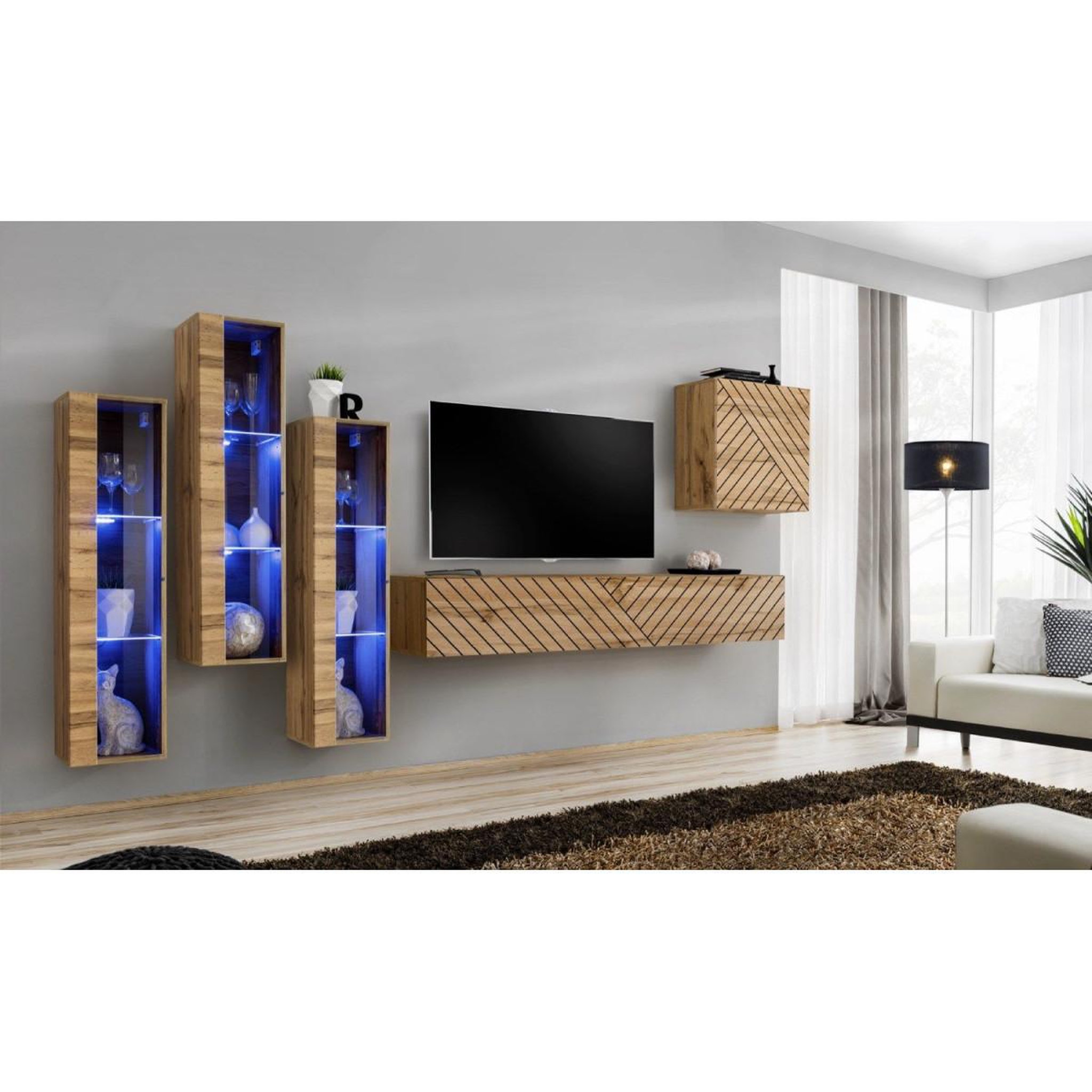Voir la diapositive 2 : Paris Prix Ensemble meuble tv  switch lamel xiii  330cm naturel