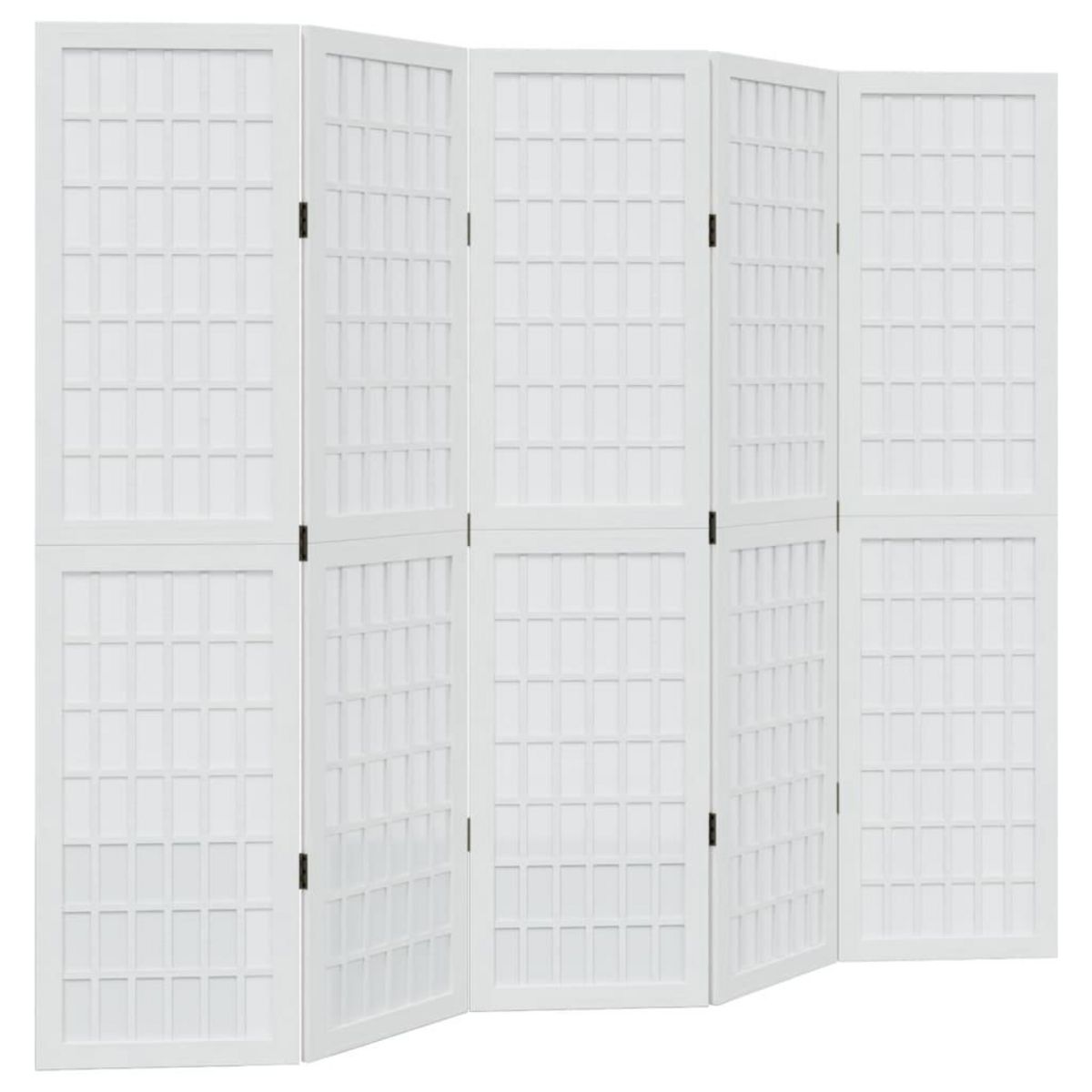 VIDAXL Cloison de separation 5 panneaux blanc bois de paulownia massif