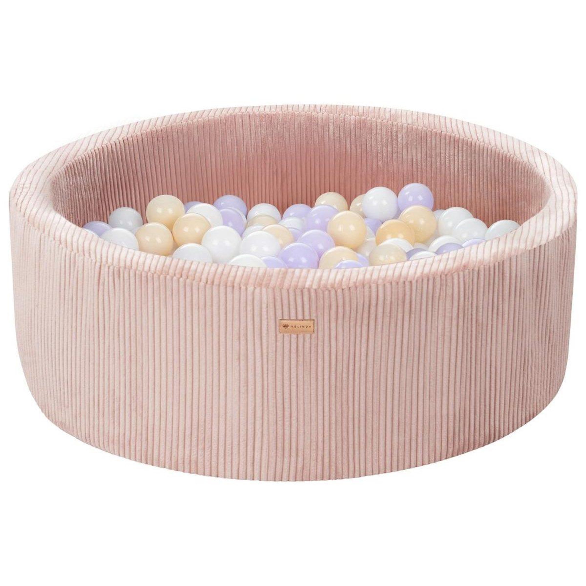 VELINDA Piscine à balles en velours côtelé avec 200 balles, diamètre env. 90 cm — rose clair