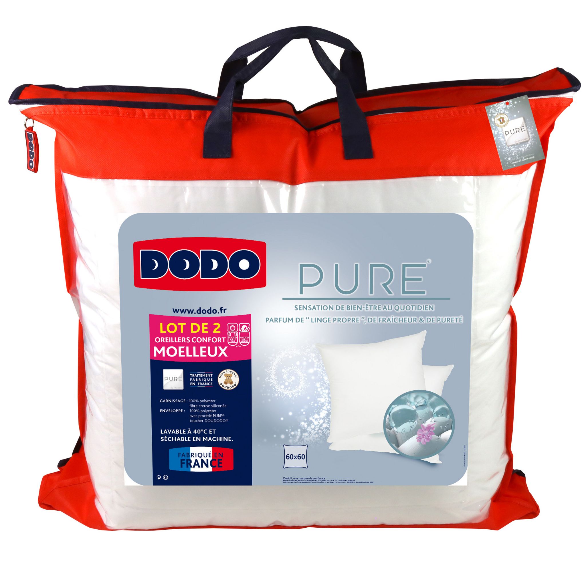 Lot De 2 Oreillers Microfibre Moelleux - Hauteur Réglable - Rembourrage Polyester Inclus - 50x70 Cm - 5