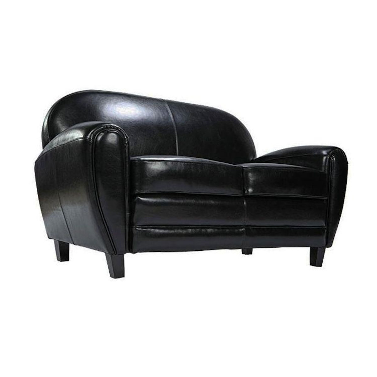 Rendez vous déco Canapé 2 places noir en croute de cuir enduite - Club