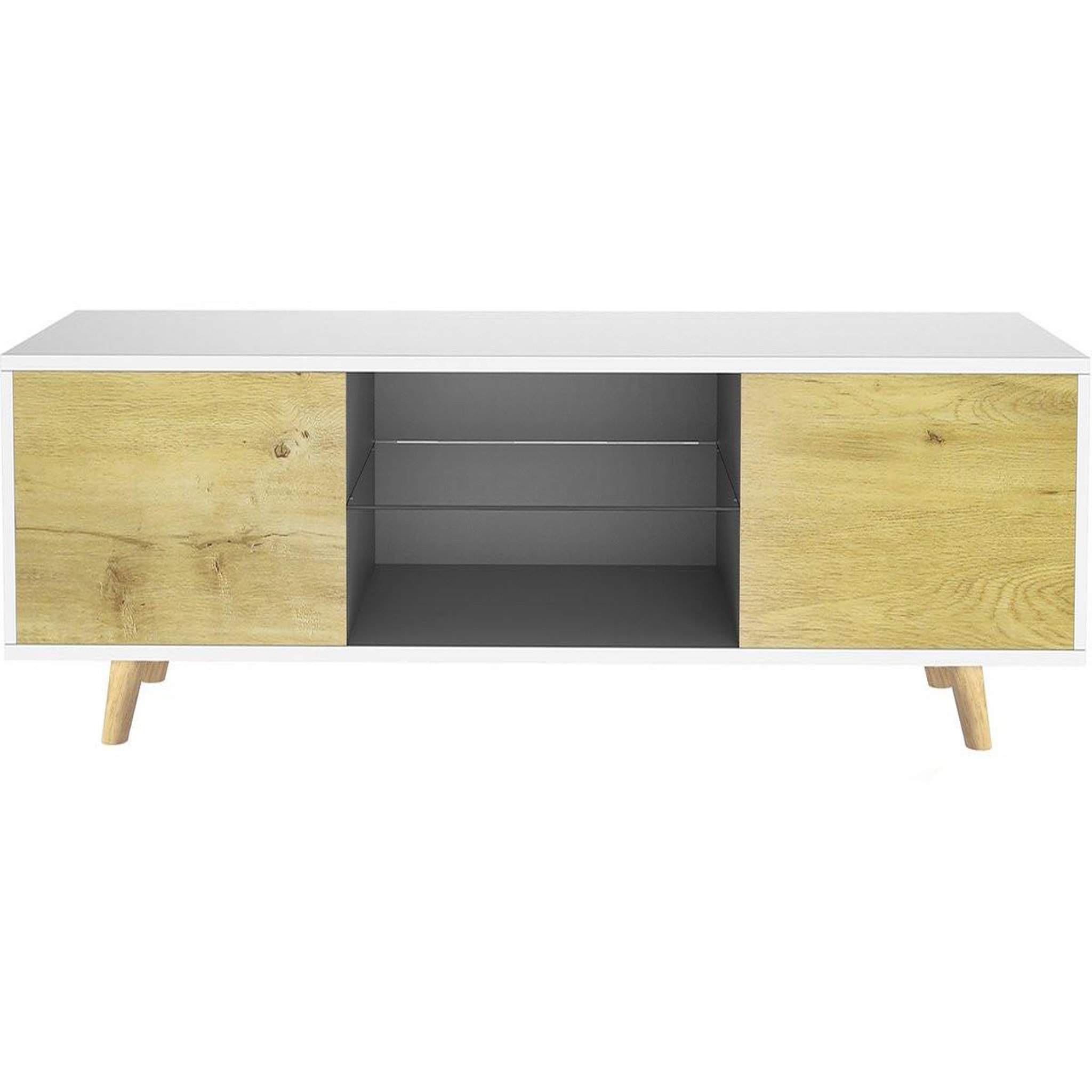 Voir la diapositive 3 : Habitat et Jardin Meuble tv led  inna  - 140 x 42 x 45 cm - blanc/chêne