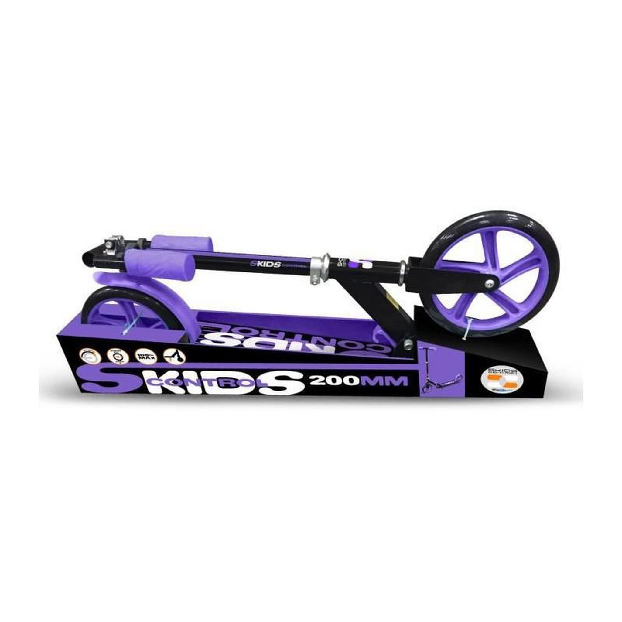 Voir la diapositive 2 : UNIVERSAL - Trottinette pliable ajustable 200mm avec bequille Mauve SKIDS CONTROL