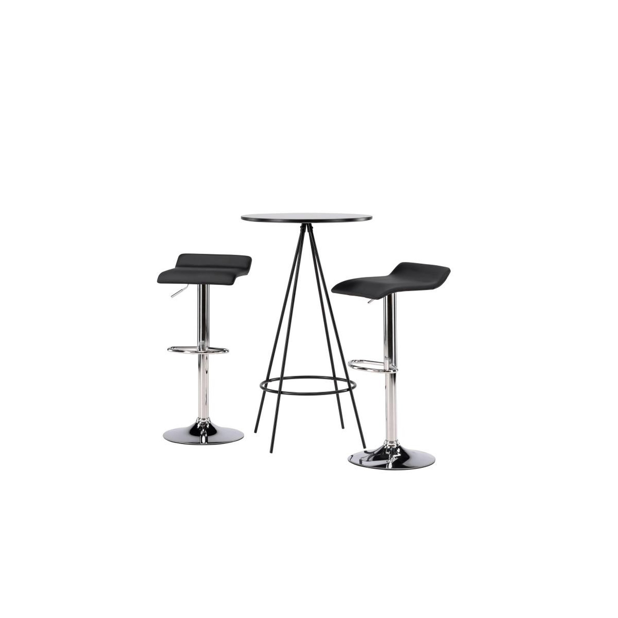 Voir la diapositive 2 : Paris Prix Ensemble Table de Bar & 2 Tabourets  Bistro & Jonna  105cm Noir