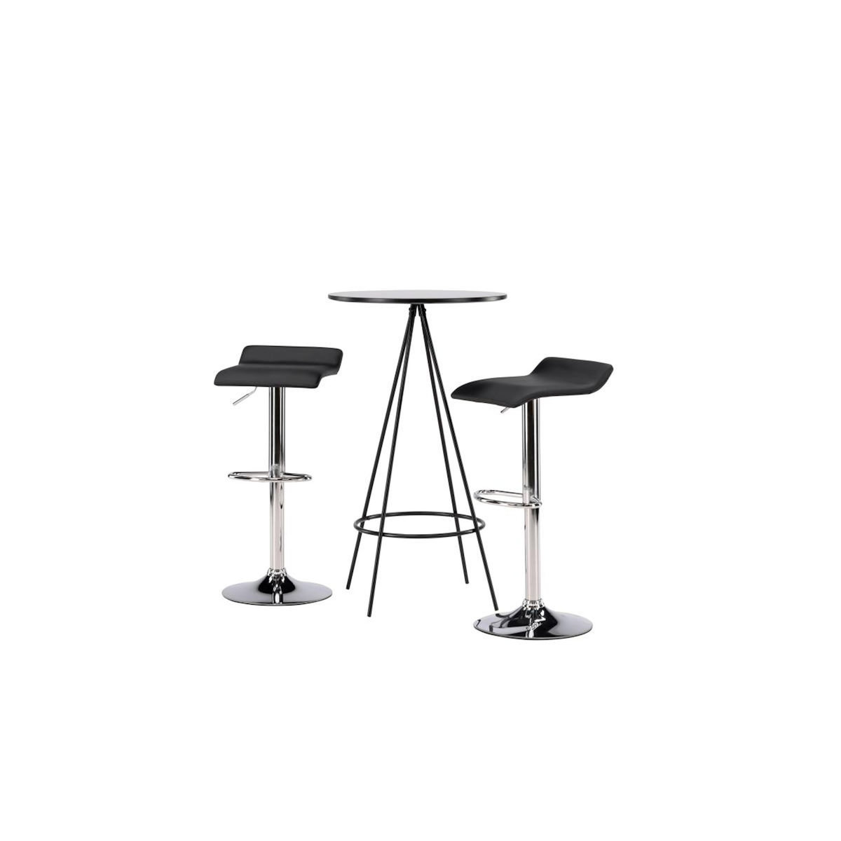 Paris Prix Ensemble Table de Bar & 2 Tabourets  Bistro & Jonna  105cm Noir