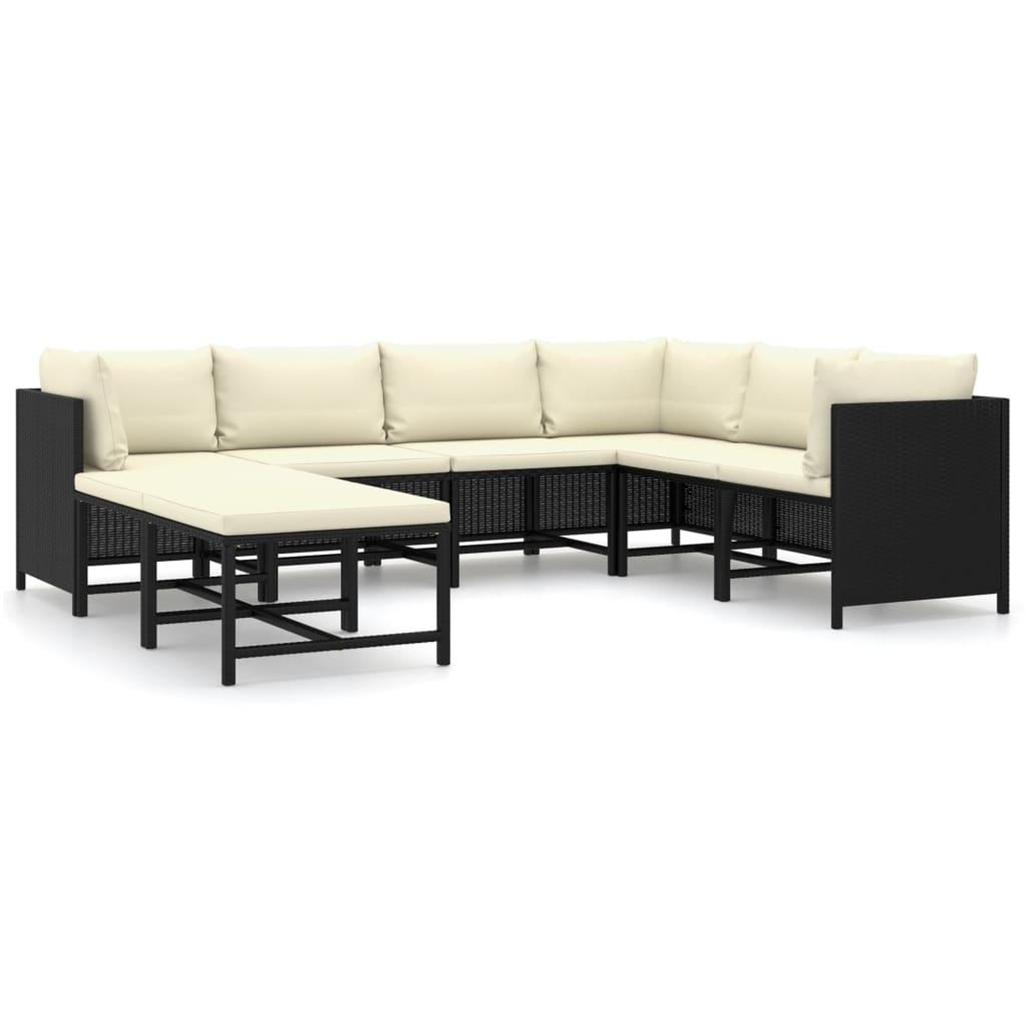 Voir la diapositive 1 : VIDAXL Salon de jardin 8 pcs avec coussins resine tressee noir