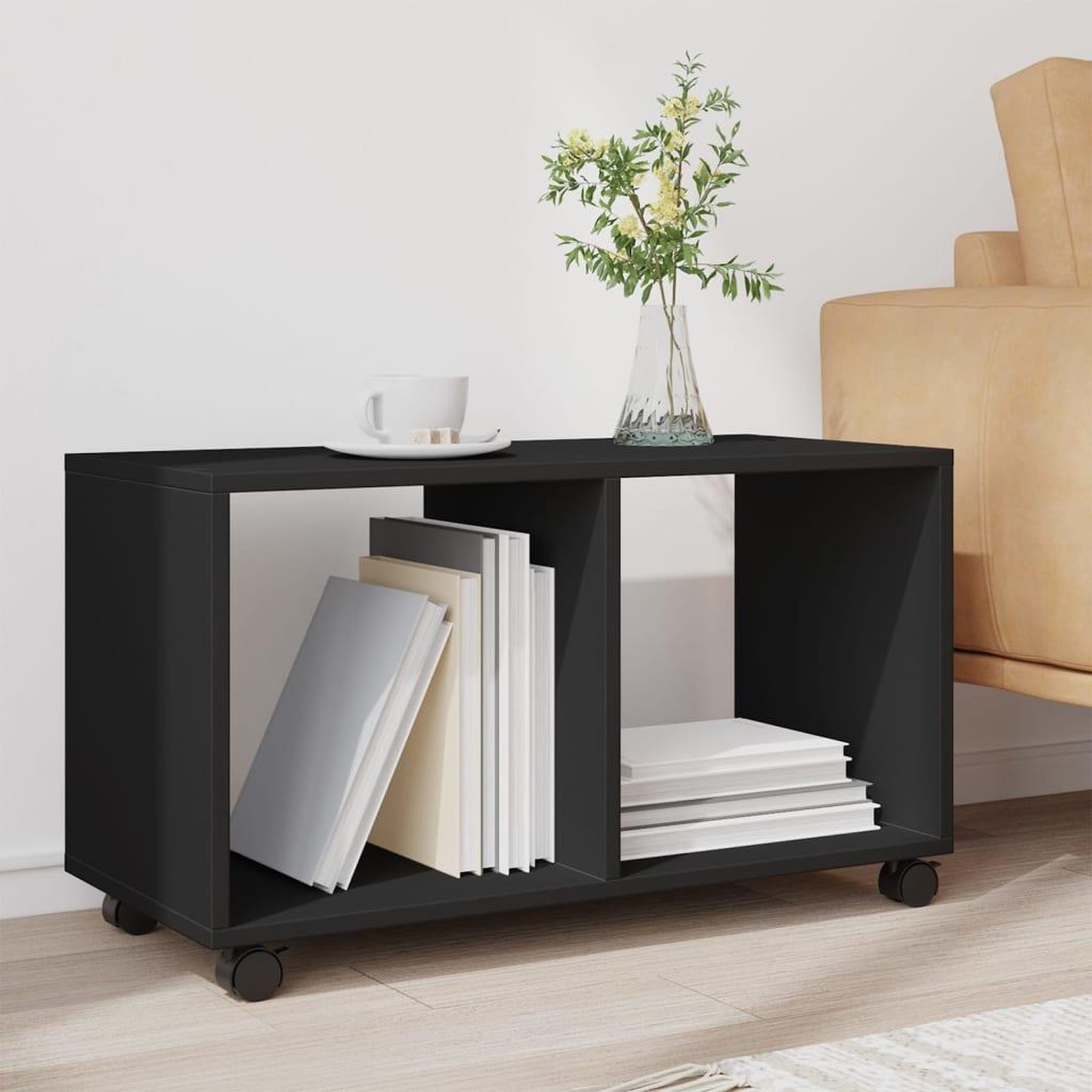 Voir la diapositive 3 : VIDAXL Armoire a roulettes noir 72x33x42,5 cm bois d'ingenierie