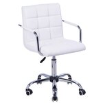 HOMCOM Chaise de bureau fauteuil manager pivotant hauteur réglable revêtement synthétique capitonné blanc