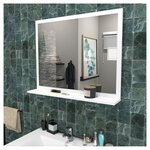 Miroir de  salle de bain 80x65 cm + tablette FARO. Coloris disponibles : Blanc