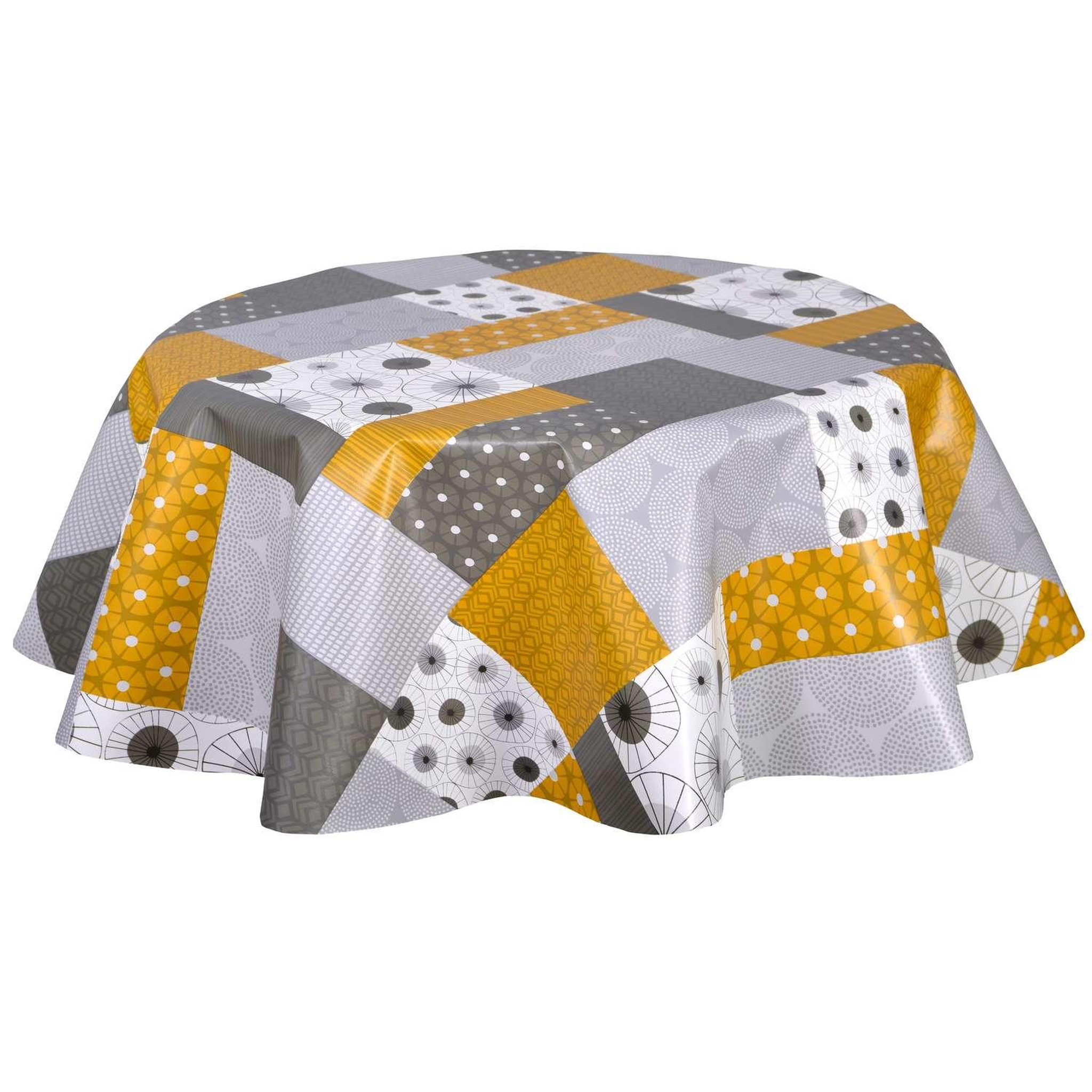 Voir la diapositive 1 : HABITABLE Nappe en toile cirée ronde vyle - diam. 150 cm - gris