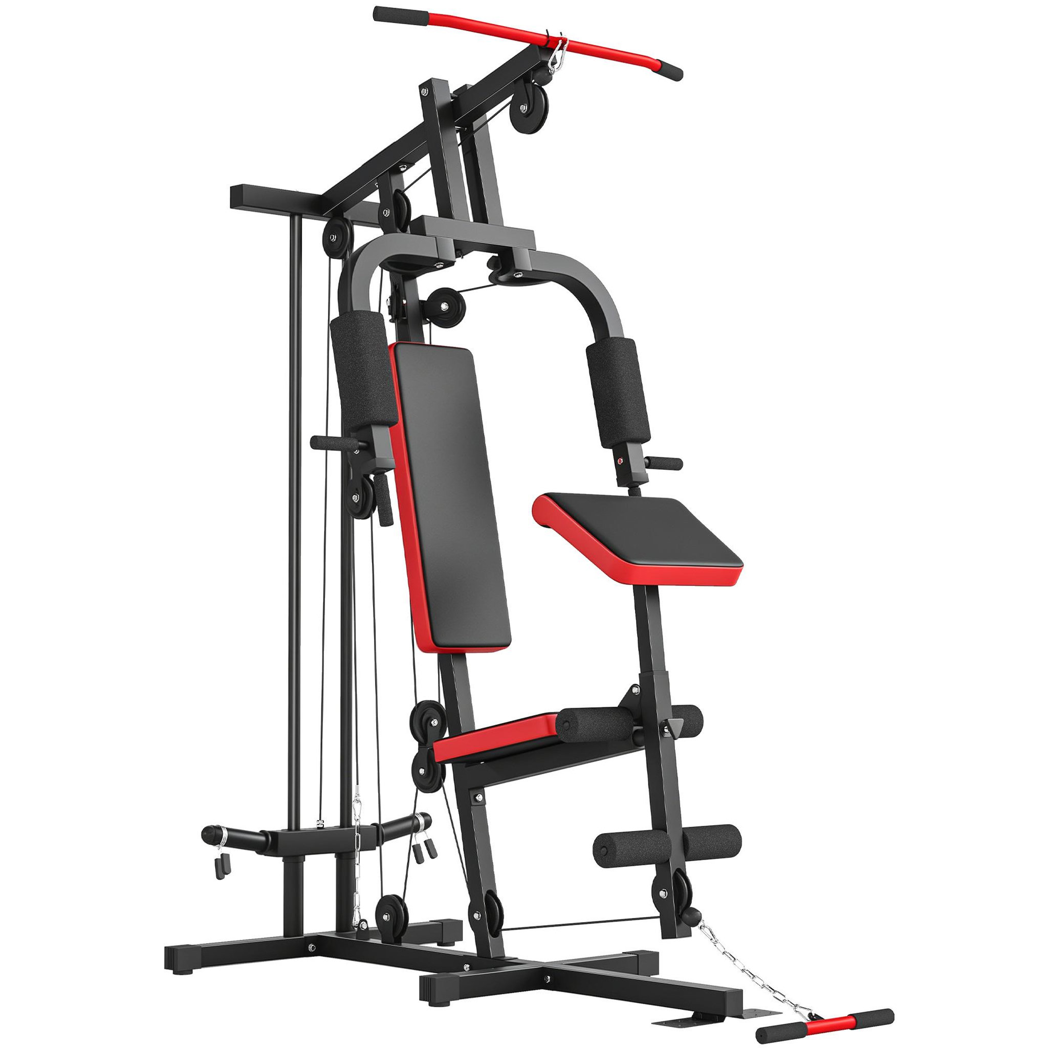 Voir la diapositive 5 : HOMCOM Station de musculation fitness entrainement complet développé couché butterfly barre latissimus curler