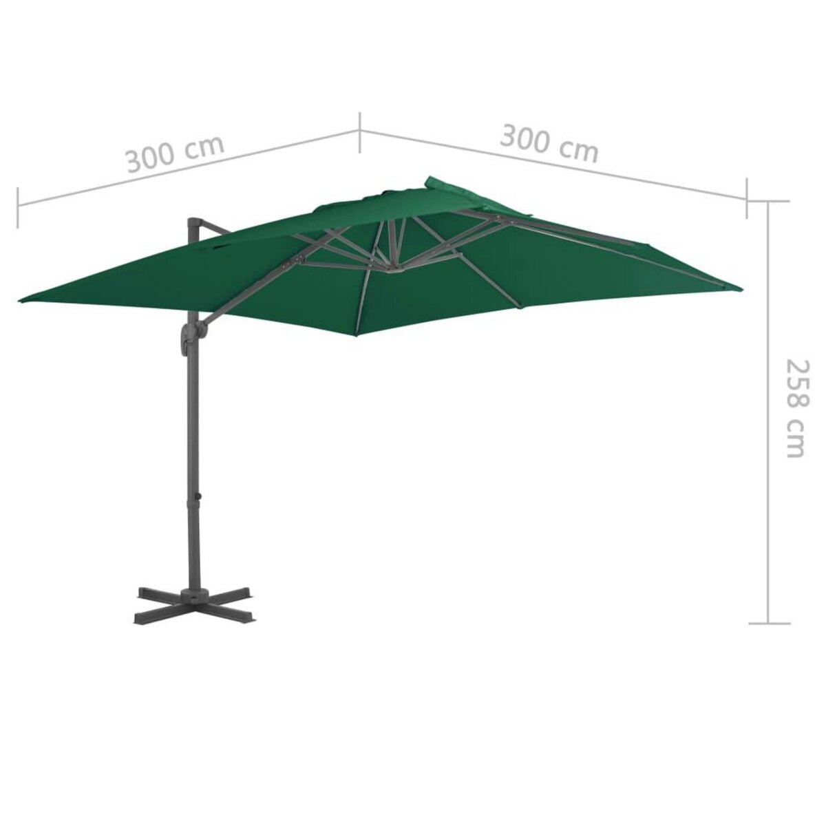 VIDAXL Parasol de jardin en porte-a-faux et poteau en aluminium vert