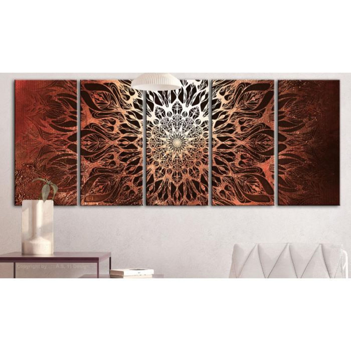 Paris Prix Tableau Imprimé 5 Panneaux  Hypnosis Orange Narrow