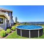 Voir la diapositive 2 : trigano Piscine hors sol acier ronde - 5,50 x 1,32m - anthracite