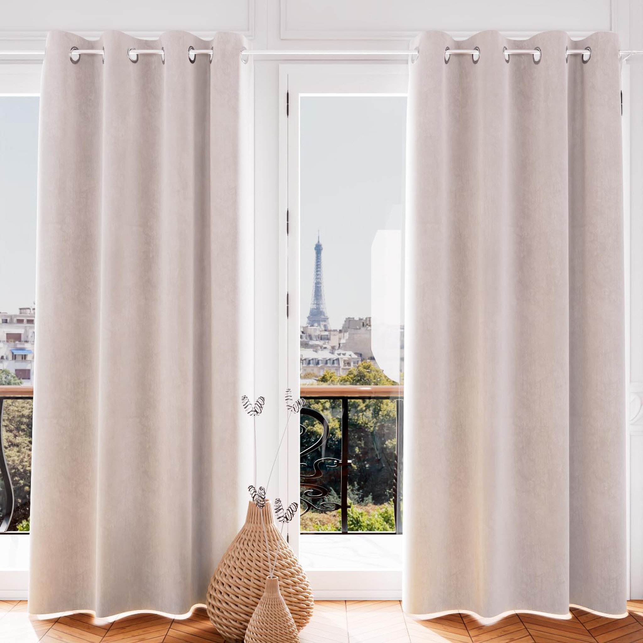 Voir la diapositive 2 : SOLEIL D'OCRE Rideau oeillets en velours VELVET, par Soleil d'ocre