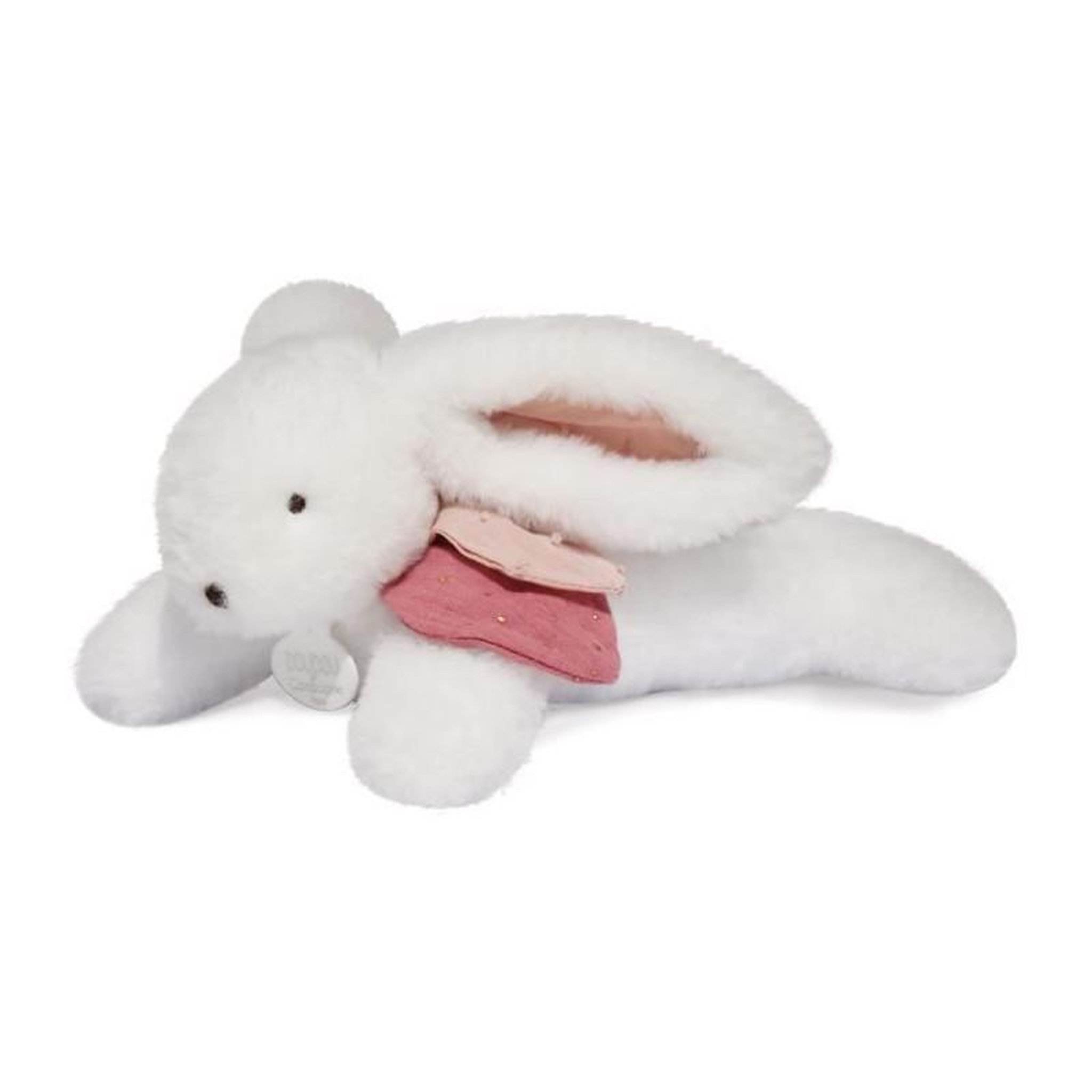 Voir la diapositive 2 : DOUDOU ET COMPAGNIE Doudou et Compagnie - Peluche Lapin - 25 cm - Lapin Pompom Blanc/Terracotta -  Jolie Boite Cadeau - Happy Boho - Happy Doudou To