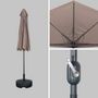 Voir la diapositive 5 : SWEEEK Parasol de balcon Ø250cm  – CALVI – Demi-parasol droit, mât central en aluminium avec manivelle d'ouverture