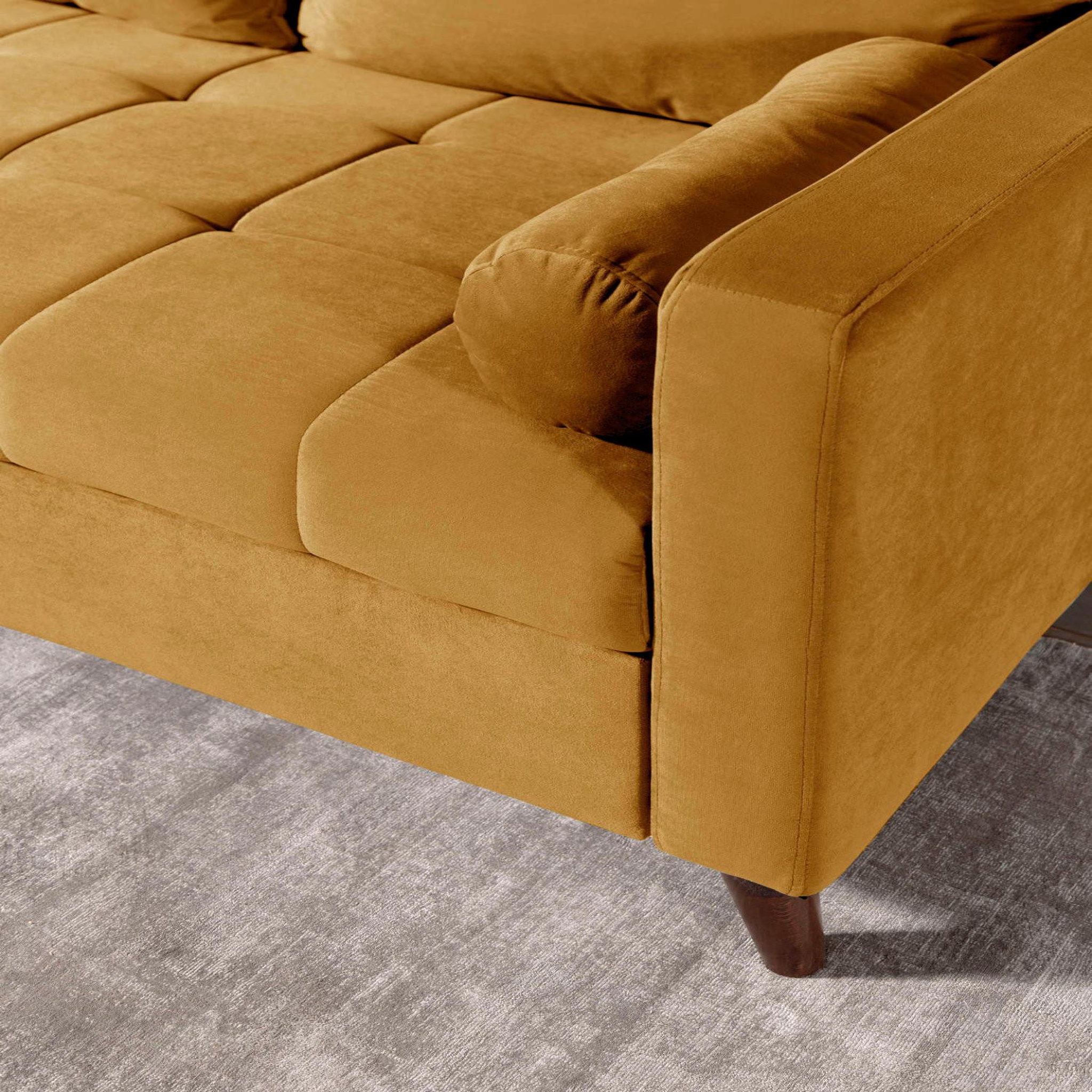 Voir la diapositive 5 : BEST MOBILIER Polar - canapé d'angle réversible convertible - en velours au design scandinave - 4 places