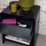 Voir la diapositive 6 : SWEEEK Lot de 2 tables de chevet contemporaines noires au design arrondi. avec 1 tiroir et 1 étagère pratique