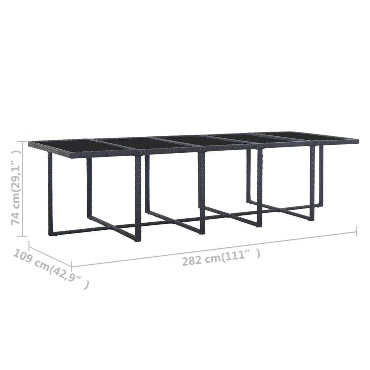 VIDAXL Ensemble a manger d'exterieur 15 pcs avec coussins rotin Noir