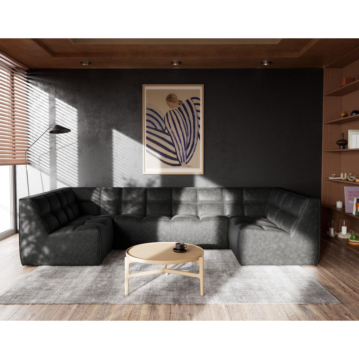 LISA DESIGN Alya - canapé modulable panoramique 7 places en simili