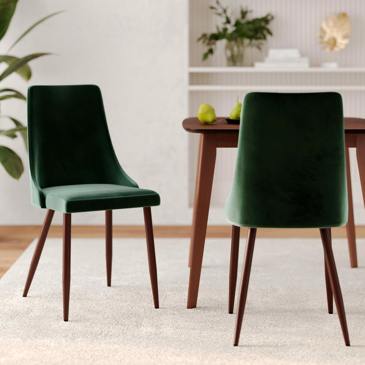 Rendez vous déco Lot de 2 chaises en velours vert-Vinni