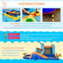 Voir la diapositive 6 : OUTSUNNY Château gonflable enfant - trampoline, toboggans, piscine, mur d'escalade, panier, pistolets eau, gonfleur, sac transport - polyester multicolore